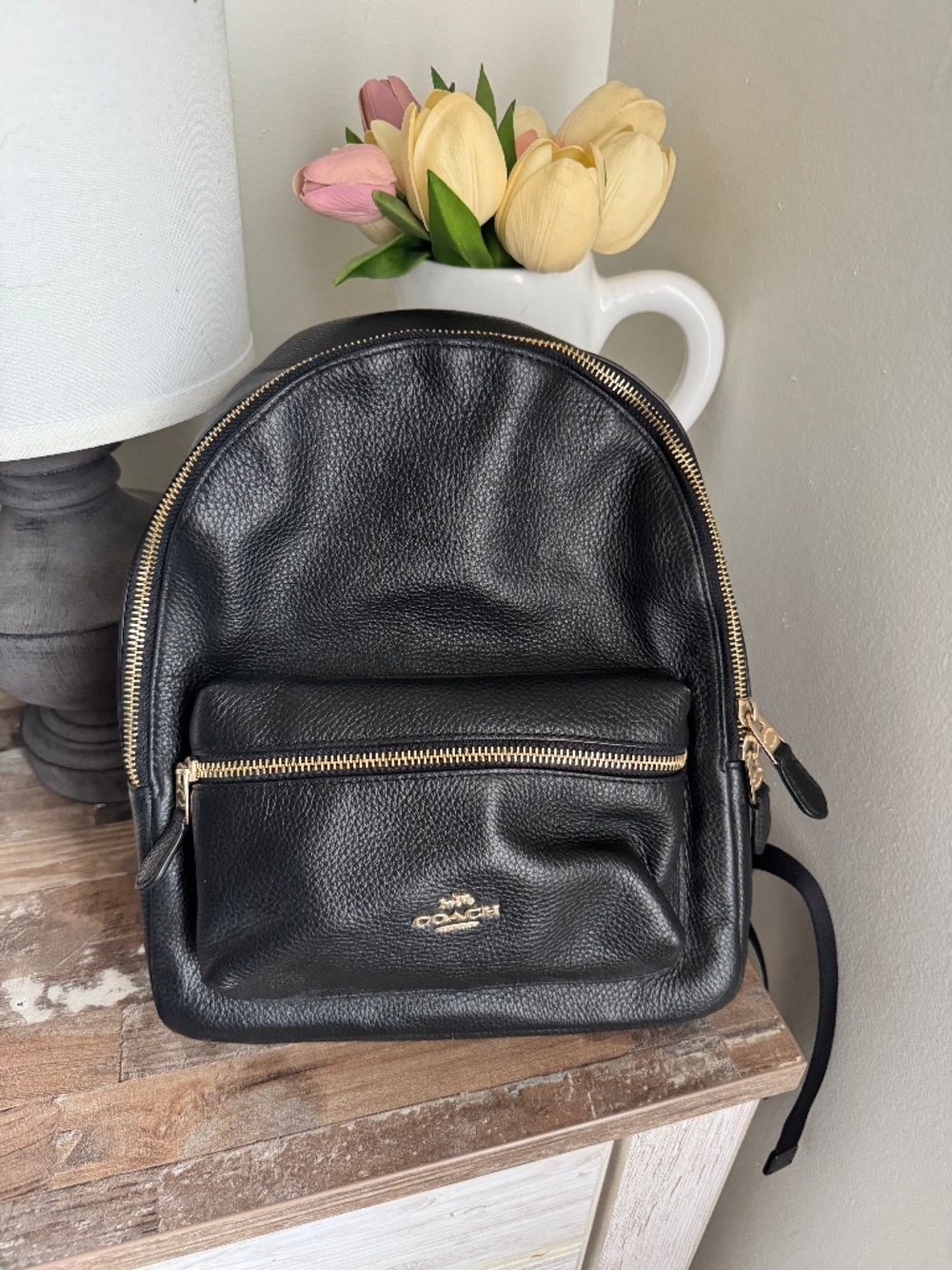 Coach backpack black pebble leather - Picture 1 of 6